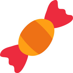 Wrapped Candy With Red Ends Orange Center And Yellow Stripes On A White Background