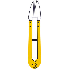 Yellow and White Metal Shears with Black Accent and Rivets Isolated on a Transparent Background