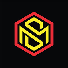 Initial letter sm, ms creative monogram logo design