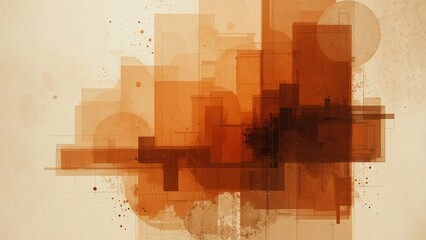 Abstract Overlapping Translucent Geometric Shapes in Warm Earth Tones
