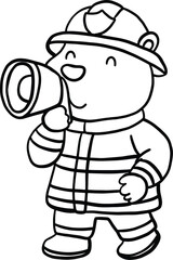 Adorable Capybara Firefighter Vector | Cute Animal Holding Water Hose Cartoon Illustration