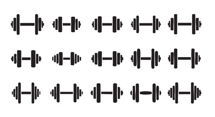Obraz premium Seamless pattern of black dumbbells on a white background sport equipment