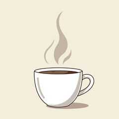 Steaming Cup of Coffee Illustration with Smoke.