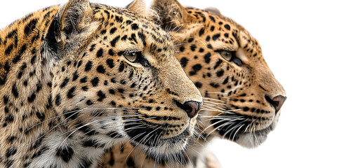 Obraz premium Majestic leopards' intense gaze captures wild beauty and untamed power, perfect for nature documentaries and wildlife campaigns.