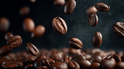 Obraz premium Coffee Beans Cinematic Fall/コーヒー豆シネマティック落下4