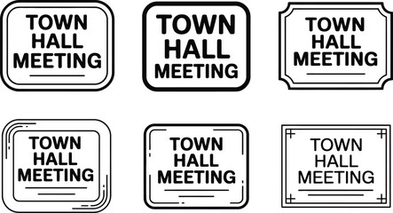Obraz premium Collection of Town Hall Meeting Sign Icons in Black and White