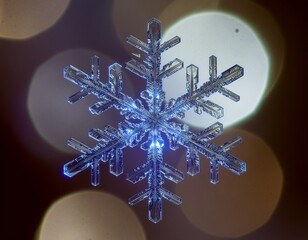 snowflakes whose crystal arms are made up of tiny interconnected microchips and optical fibers