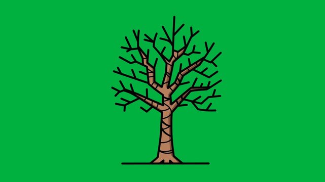 Animation of a dry tree moving in the wind with a green screen background