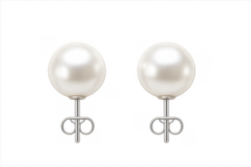 Pair of pearl stud earrings with silver details