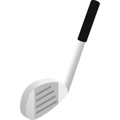 Golf Club with White Shaft and Black Grip on a Transparent Background Detailed Isometric View