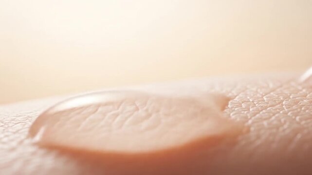 肌に浸透する美容液とテクスチャのマクロ撮影