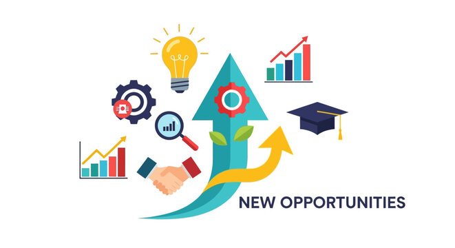 Creative vector illustration representing career development, business strategy, and personal growth towards success