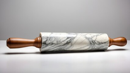 Rolling Pin Made From Marble With Wooden Handles on a Clean Surface