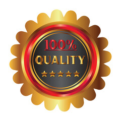 Premium 100% Quality Guaranteed Golden Black Round Badge with 5 Star Rating