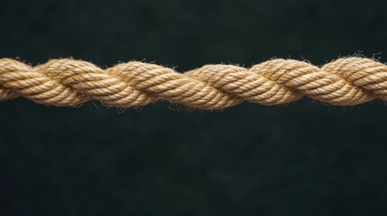 Fototapeta premium A close-up view of a twisted natural rope against a dark background, showcasing its texture and intricate design.