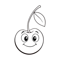 A fun cherry coloring page featuring plump, juicy cherries with leaves on a stem. Perfect for kids to color and learn about fruits while enjoying a simple, cheerful design.
