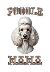 Adorable white poodle mama isolated on transparent background for dog lovers