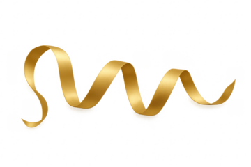 Golden ribbon swirl for celebration decor transparent background
