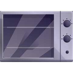 Gray Countertop Microwave Oven with Glass Door and Two Control Knobs on White Background Studio Shot