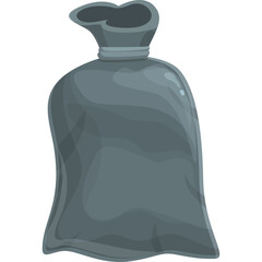 Gray garbage bag tied at the top with a rope detail isolated on a white background with soft lighting and smooth shading