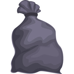 Gray Garbage Bag Tied Closed With Rope Isolated On White Background And Transparent Background