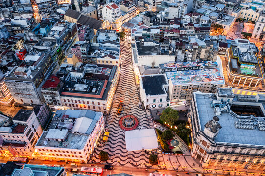 Aerial view of Largo do Senado square, Macao, China