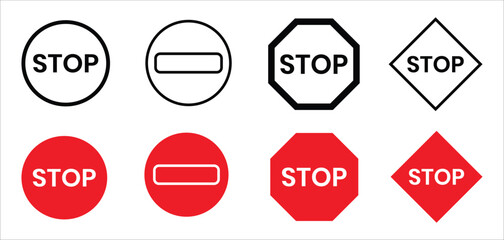 stop sign icon silhouette vector on white background.