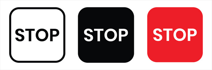 stop sign icon silhouette vector on white background.