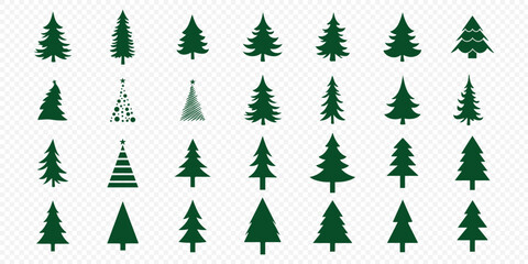 Obraz premium A Christmas Tree Silhouette Icon Vector presents a sleek, minimalist tree design in solid color or outline. Ideal for festive projects, it’s versatile, scalable, and perfect for holiday cards, logos