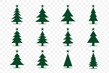 Obraz premium A Christmas Tree Silhouette Icon Vector presents a sleek, minimalist tree design in solid color or outline. Ideal for festive projects, it’s versatile, scalable, and perfect for holiday cards, logos