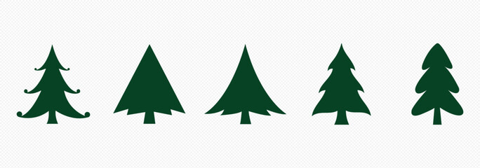 Pine icon set. Fir tree vector set. Christmas tree icon. Vector Illustration. EPS 10