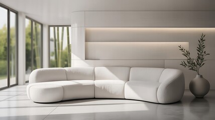 Serene Minimalist Living Room Modern Sofa Design Elegance Interior Architectural Simplicity Calm Space
