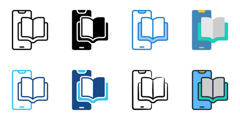 Ebooks icon set multiple style collection 
