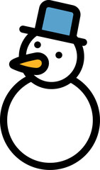 Snowman wearing a bright blue hat in a snowy landscape. Perfect for winterthemed designs, holiday cards, and seasonal decorations.