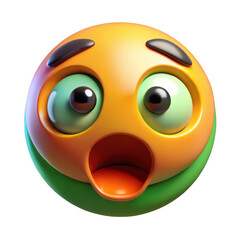 Obraz premium 3d surprised emoji face isolated on transparent background