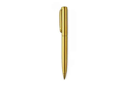 Gold ballpoint pen, luxury writing tool, transparent background