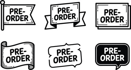 Collection of "Pre-Order" Text Graphics in Various Styles