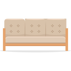 Simple Beige Tufted Sofa with Light Wood Frame and Neutral Color Palette Perfect for Minimalist Living Spaces