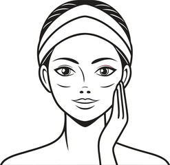 Beauty Face Skincare Lady Illustration. Elegant Woman Applying Skincare. Female Beauty Face Skincare Art. Natural Skincare Woman Face Design. Young Lady Facial Care Illustration. Modern Beauty Skin