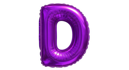 Shiny purple letter d balloon floating isolated isolated on transparent background