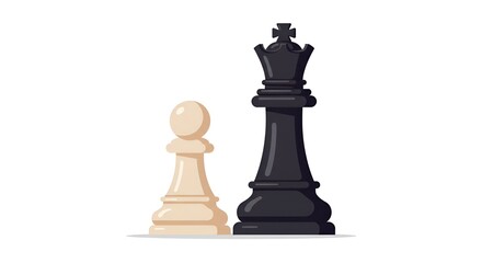 Fototapeta premium A strategic game displays a light pawn and a dark king in simple illustration.