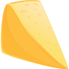 A wedge of yellow cheese with subtle imperfections sits against a clean white background showcasing its creamy texture and triangular form perfect for culinary presentations and food related designs