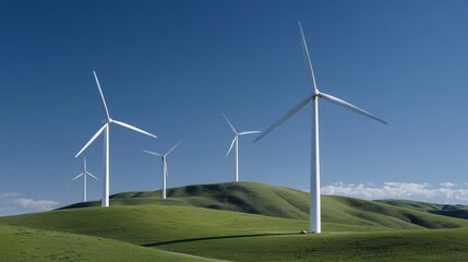 Fototapeta premium Wind Turbines Hill Spin/風力タービン丘回転3
