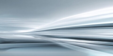 Fototapeta premium Abstract futuristic digital landscape with smooth metallic curves and light streaks.