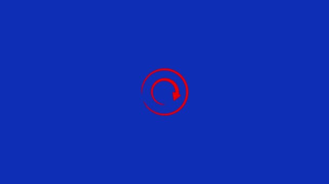 Glowing circle arrow icon refresh and reload animated. Set of circle arrows rotating on bule background. 4k