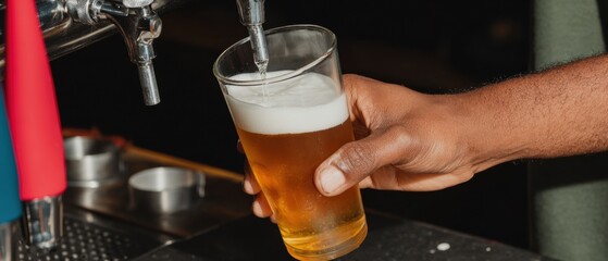 Refreshing Pakistan Travel Beer Pour Authentic Bar Scene for Hospitality Advertising and Modern Lifestyle Marketing