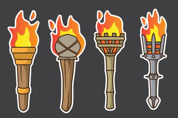 set of torch good for sticker, badge, element design, print design, etc