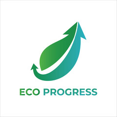 Eco progress arrow leaf logo vector symbol for sustainability, environment, and green growth projects