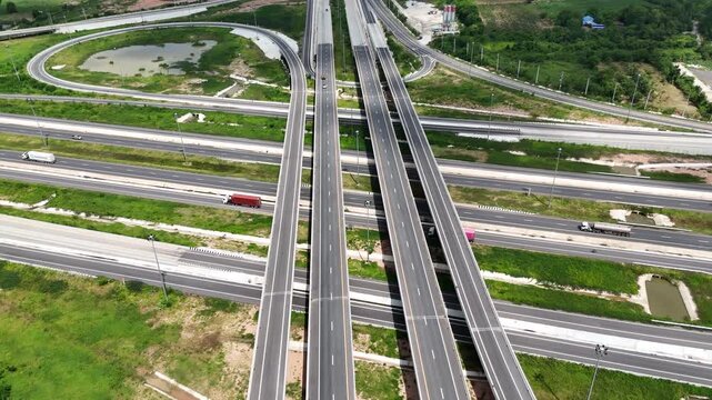 Aerial view bridge intersection between the highway numbers 290 and 304 Nakhon Ratchasima