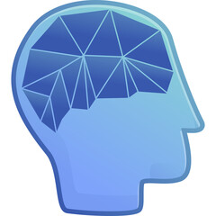 Abstract Blue Human Head Silhouette With Geometric Brain Pattern On Transparent Background Futuristic Concept Art
